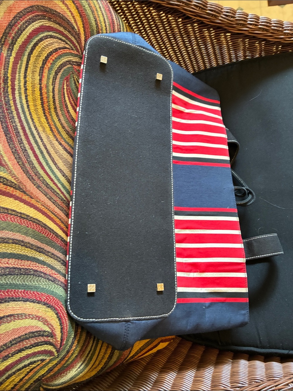 kate spade Navy and Red Striped Canvas Tote - Picture 3 of 10